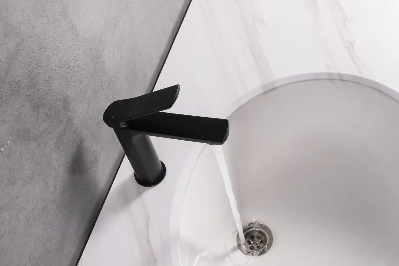 Kube Bath Aqua Balli 7" Single Lever Bathroom Vanity Faucet – Matte Black - Plumbing Market