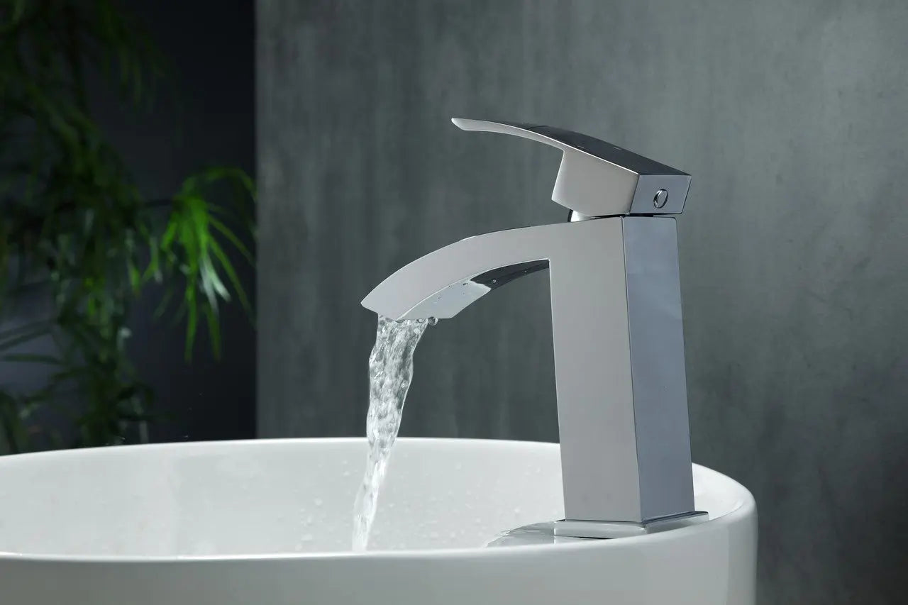 Kube Bath Aqua Balzo 6" Single Lever Wide Spread Bathroom Vanity Faucet - Chrome - Plumbing Market