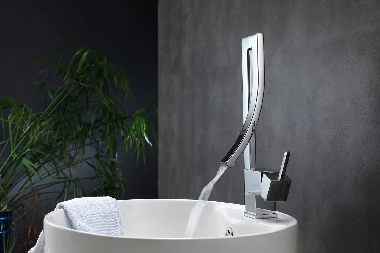 Kube Bath Aqua Elegance Single Lever Wide Spread Bathroom Vanity Faucet – Chrome - Plumbing Market