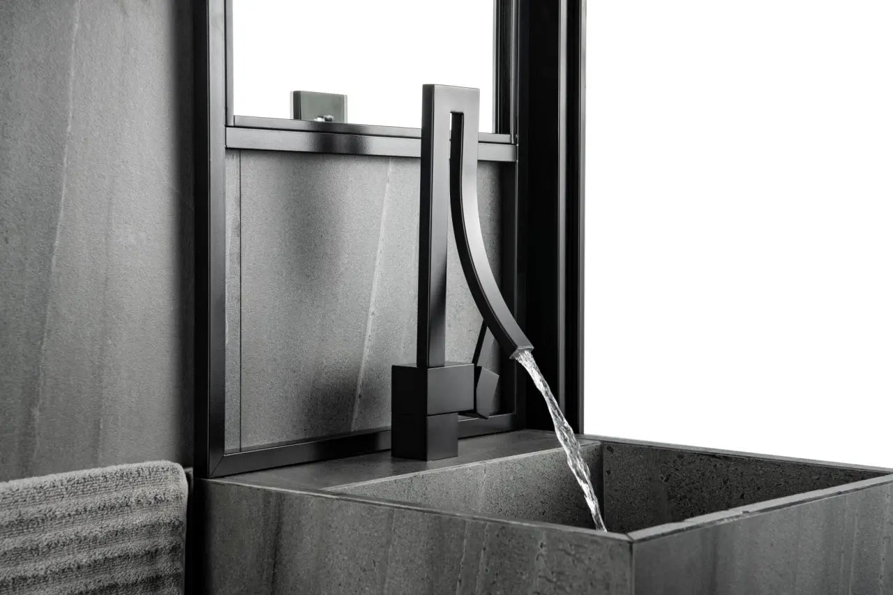 Kube Bath Aqua Elegance Single Lever Wide Spread Bathroom Vanity Faucet – Matte Black - Plumbing Market