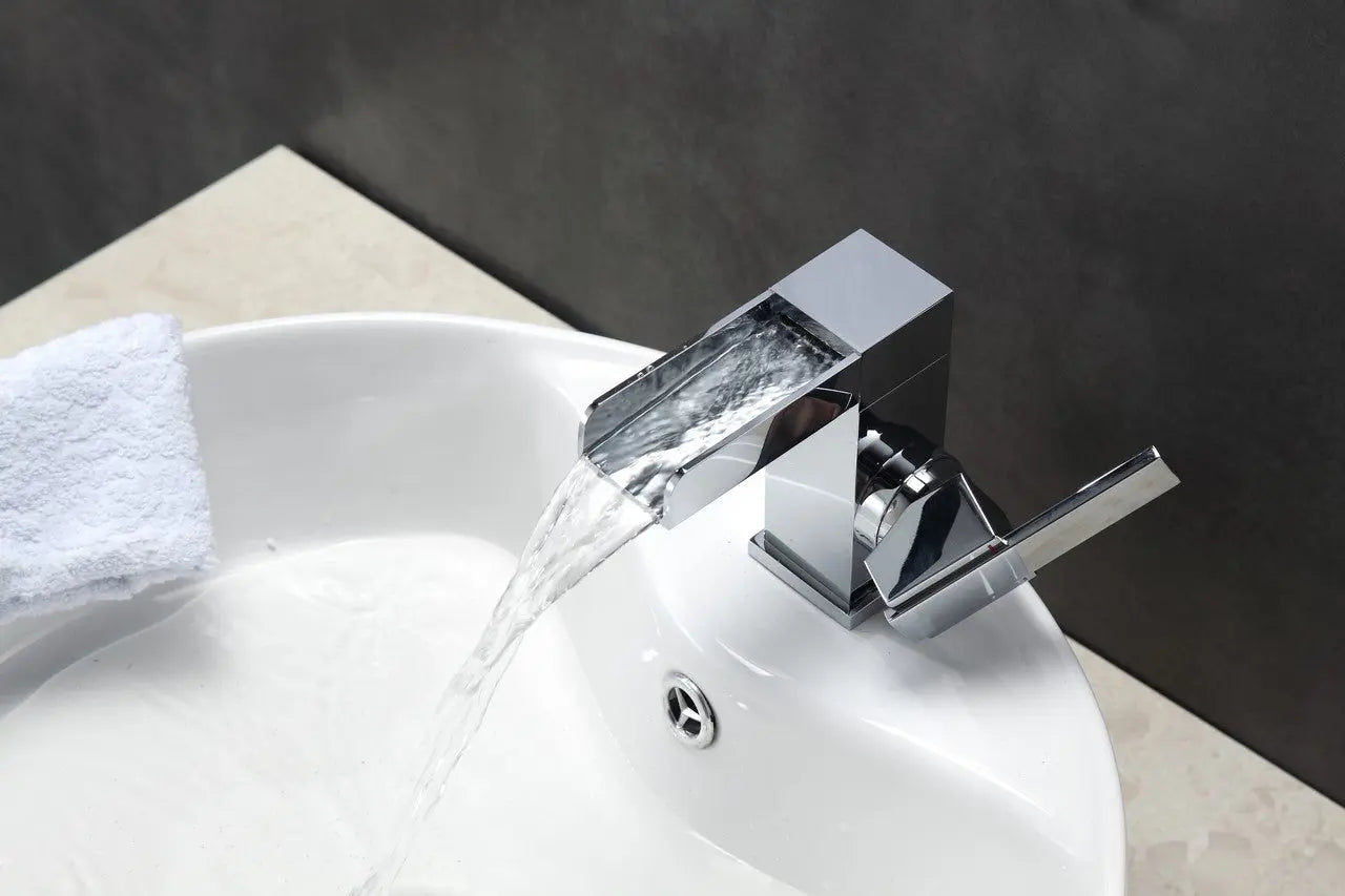 Kube Bath Aqua Fontana Single Lever Waterfall Faucet Chrome - Plumbing Market