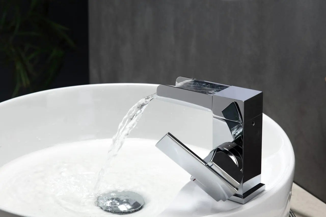 Kube Bath Aqua Fontana Single Lever Waterfall Faucet Chrome - Plumbing Market