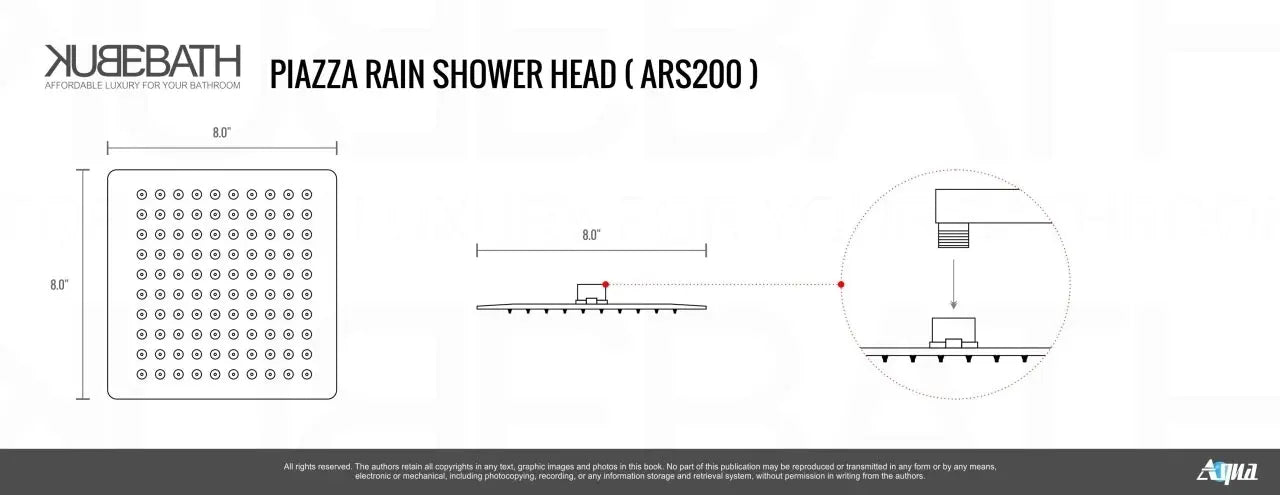 Kube Bath Aqua Piazza Black Shower Set With 8" Square Rain Shower Head - Plumbing Market