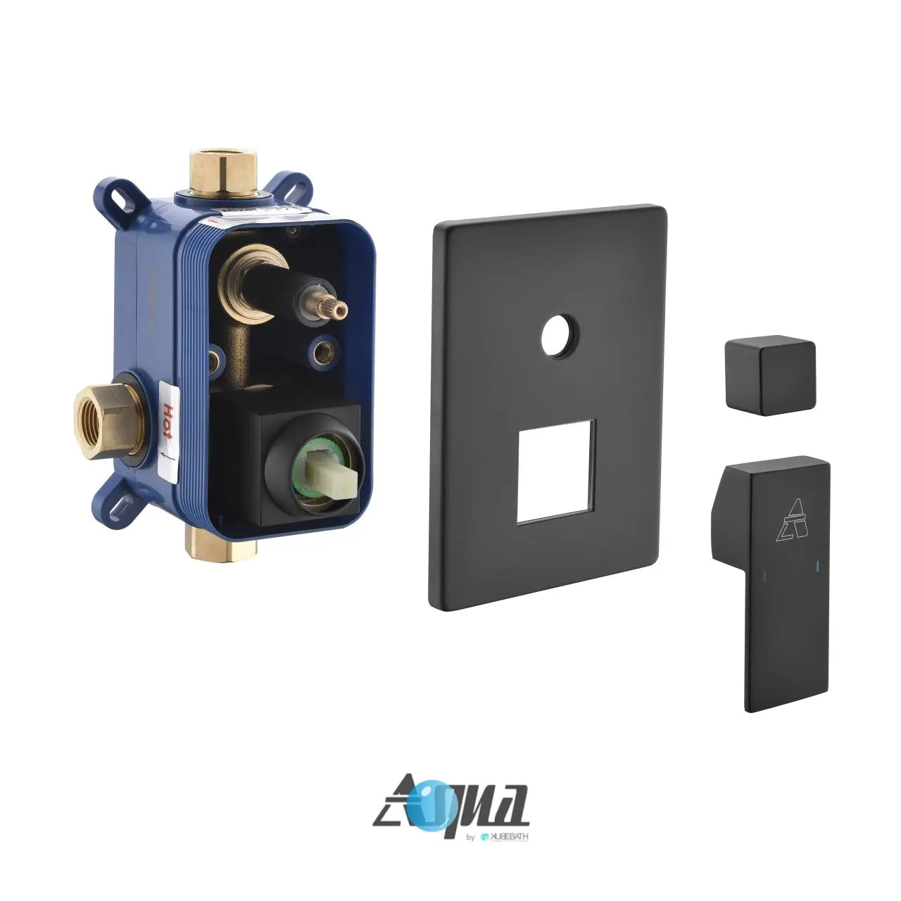 Kube Bath Aqua Piazza Black Shower Set With 8" Square Rain Shower and Handheld - Plumbing Market