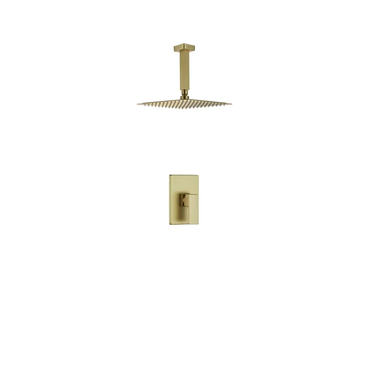 Kube Bath Aqua Piazza Brushed Gold Shower Set w/ 12″ Ceiling Mount Square Rain Shower