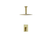 Kube Bath Aqua Piazza Brushed Gold Shower Set w/ 12″ Ceiling Mount Square Rain Shower