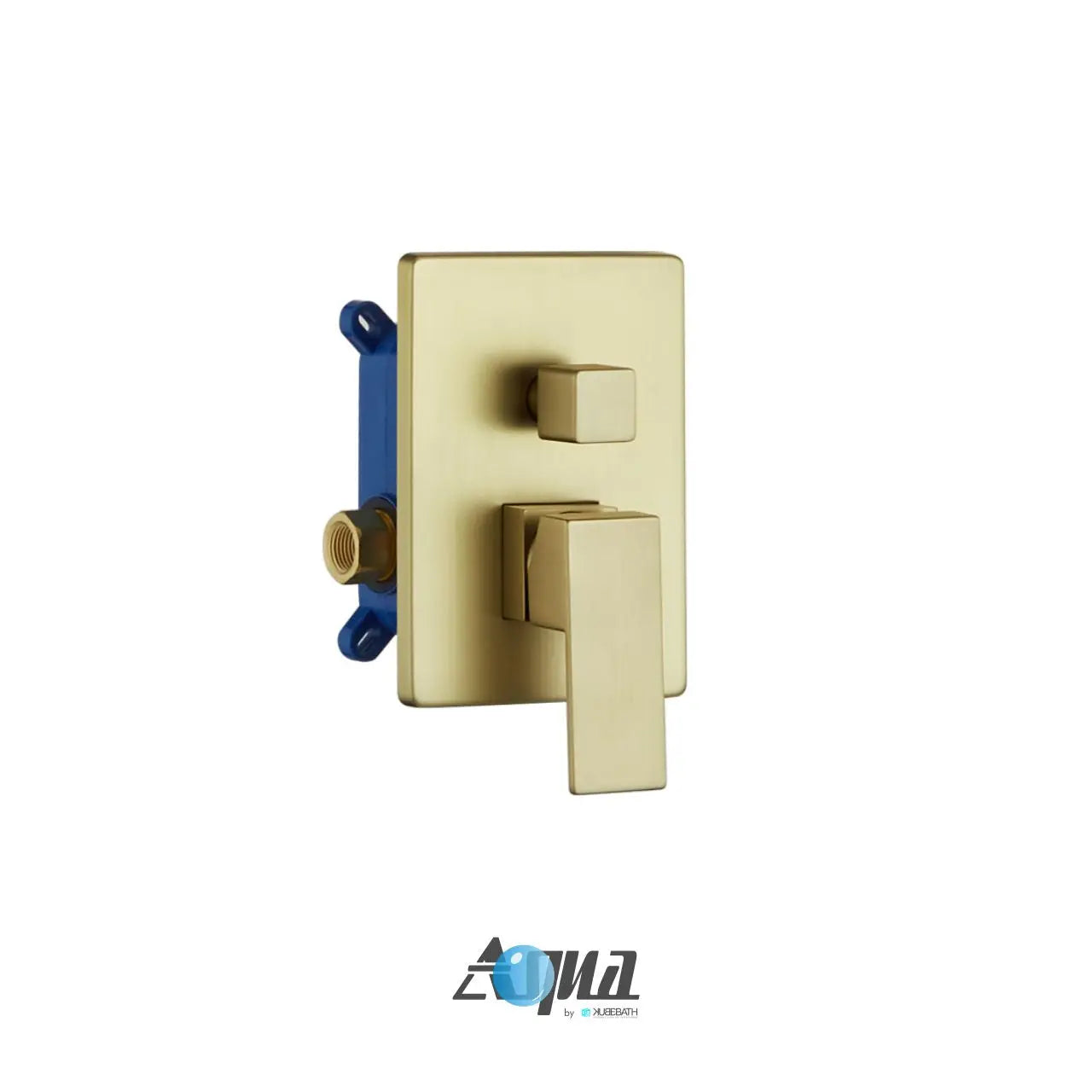 Kube Bath Aqua Piazza Brushed Gold Shower Set w/ 12″ Ceiling Mount Square Rain Shower and Handheld