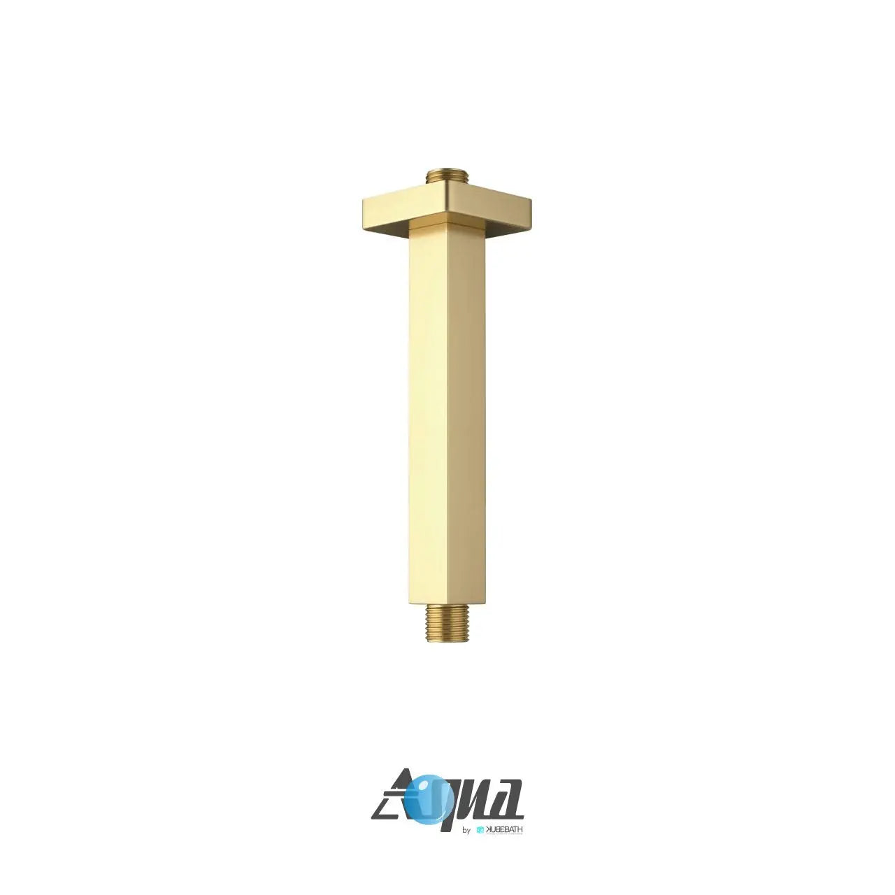 Kube Bath Aqua Piazza Brushed Gold Shower Set w/ 12" Ceiling Mount Square Rain Shower and Tub Filler
