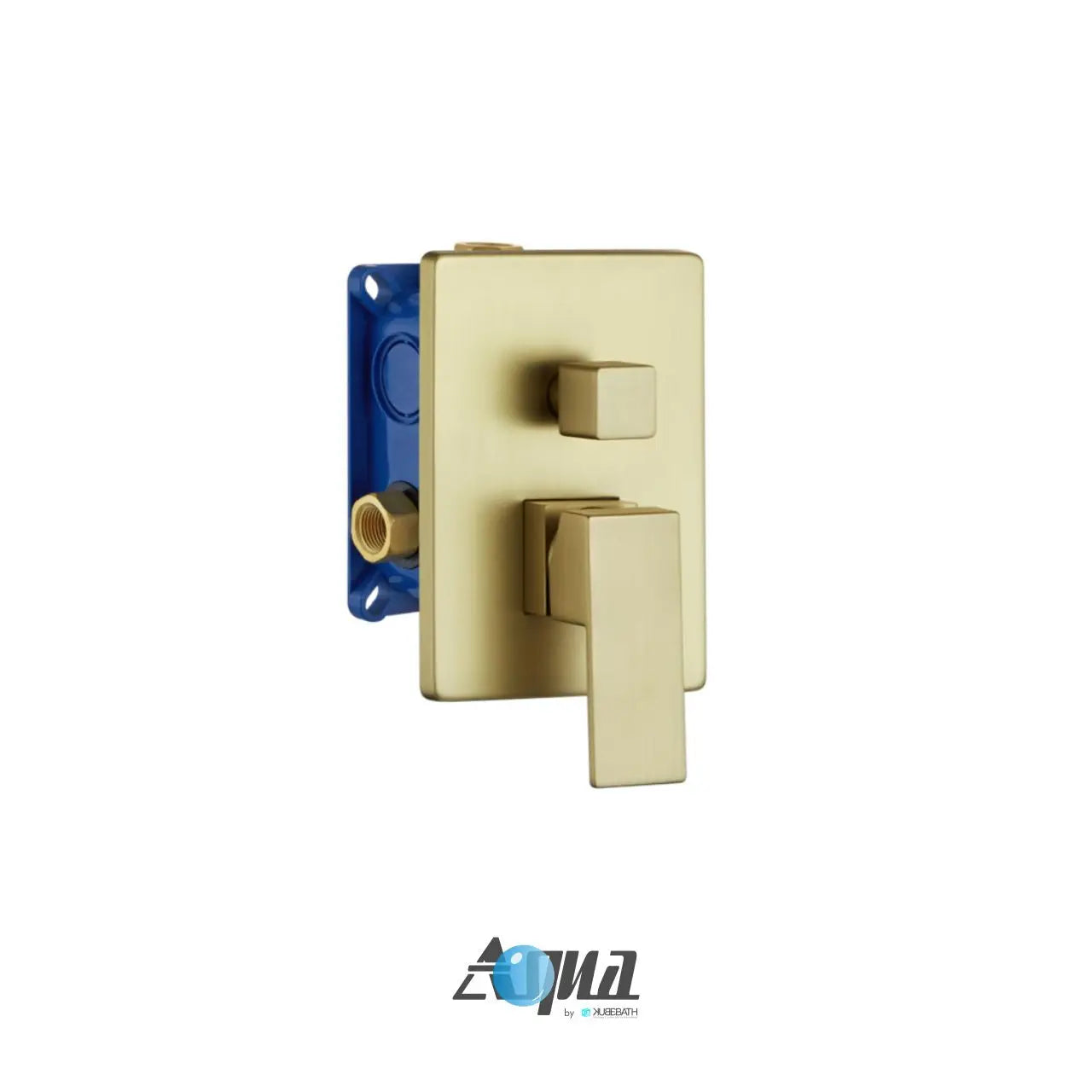 Kube Bath Aqua Piazza Brushed Gold Shower Set w/ 12" Ceiling Mount Square Rain Shower, Handheld and Tub Filler