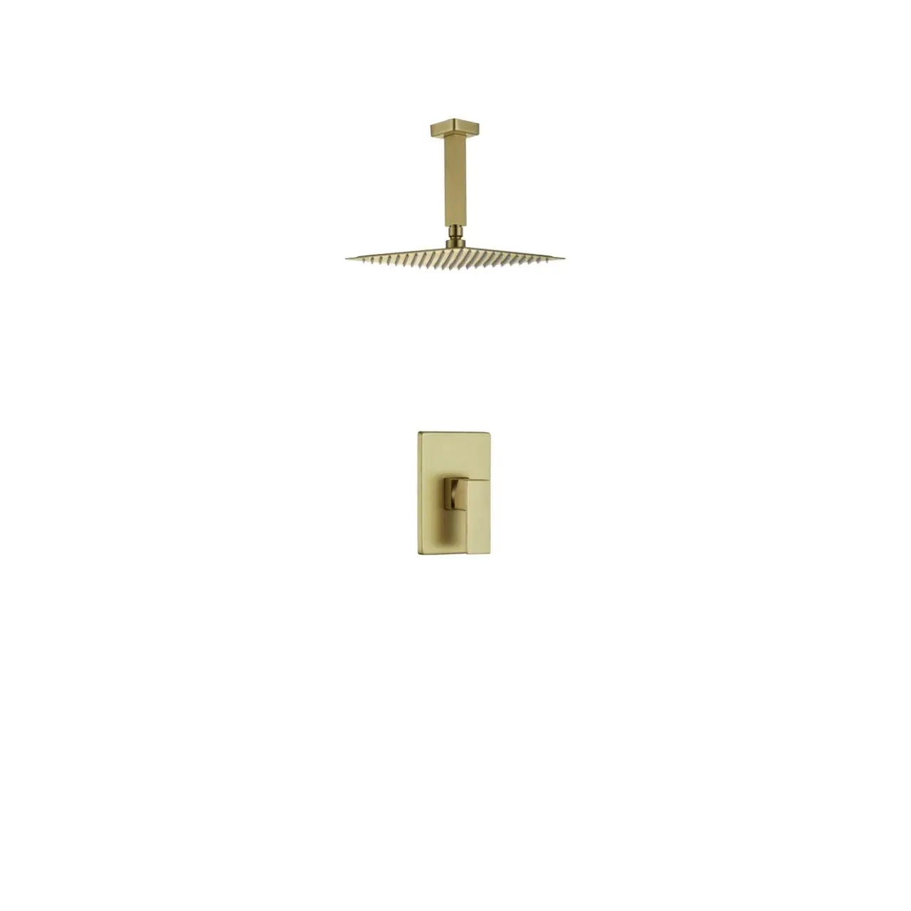 Kube Bath Aqua Piazza Brushed Gold Shower Set w/ 8″ Ceiling Mount Square Rain Shower