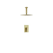 Kube Bath Aqua Piazza Brushed Gold Shower Set w/ 8″ Ceiling Mount Square Rain Shower