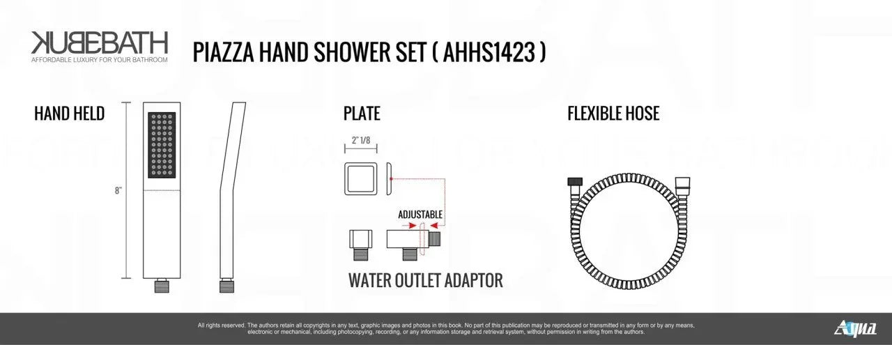 Kube Bath Aqua Piazza Shower Set With 12" Square Rain Shower and Handheld Chrome - Plumbing Market