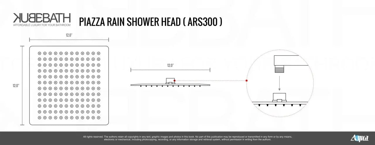 Kube Bath Aqua Piazza Shower Set With 12" Square Rain Shower, Handheld and 4 Body Jets Chrome - Plumbing Market