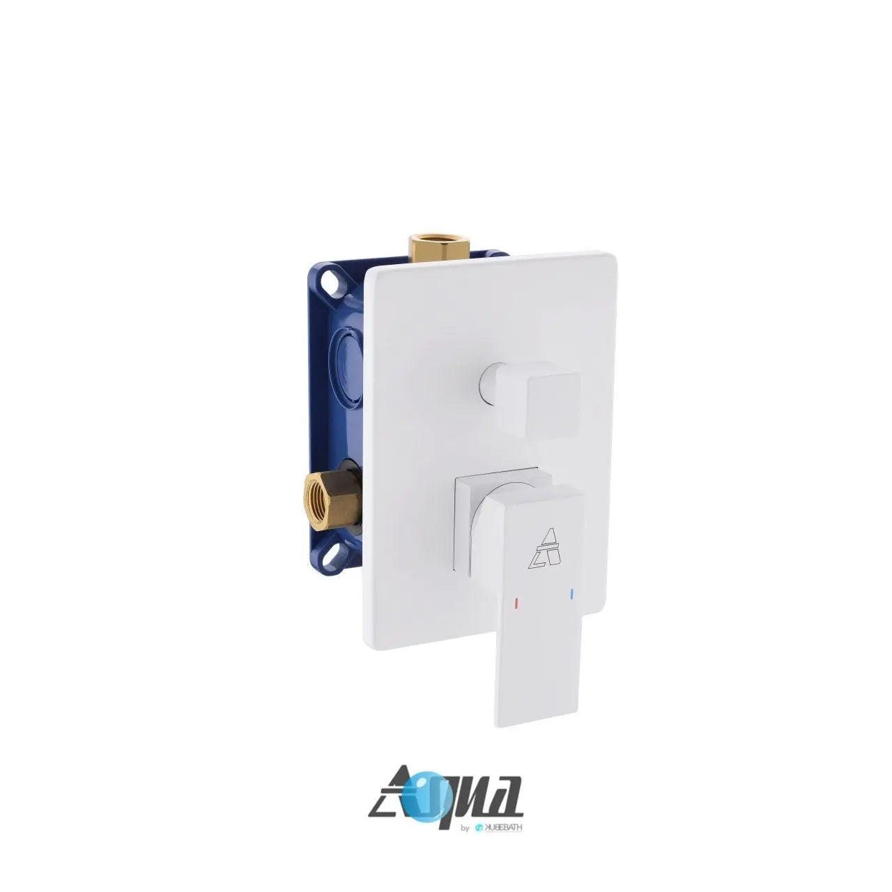 Kube Bath Aqua Piazza White Shower Set W/ 12" Ceiling Mount Square Rain Shower And 4 Body Jets - Plumbing Market