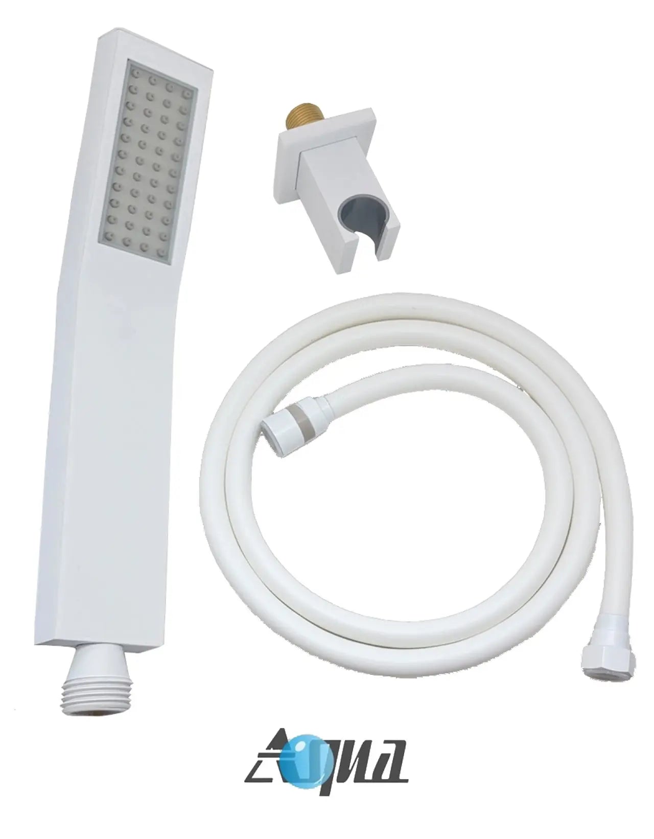 Kube Bath Aqua Piazza White Shower Set W/ 12″ Ceiling Mount Square Rain Shower and Handheld - Plumbing Market