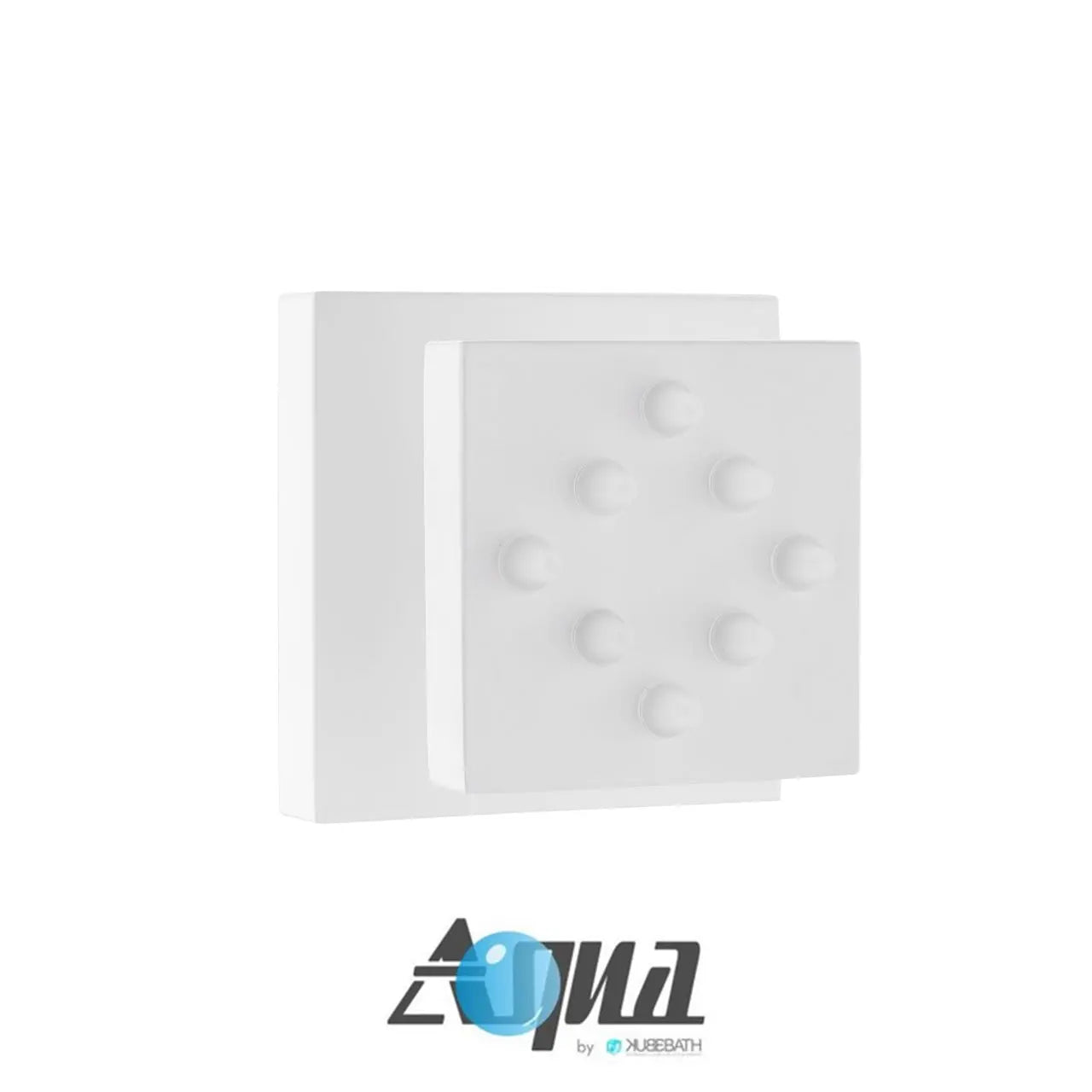 Kube Bath Aqua Piazza White Shower Set W/ 12″ Ceiling Mount Square Rain Shower, 4 Body Jets and Handheld - Plumbing Market