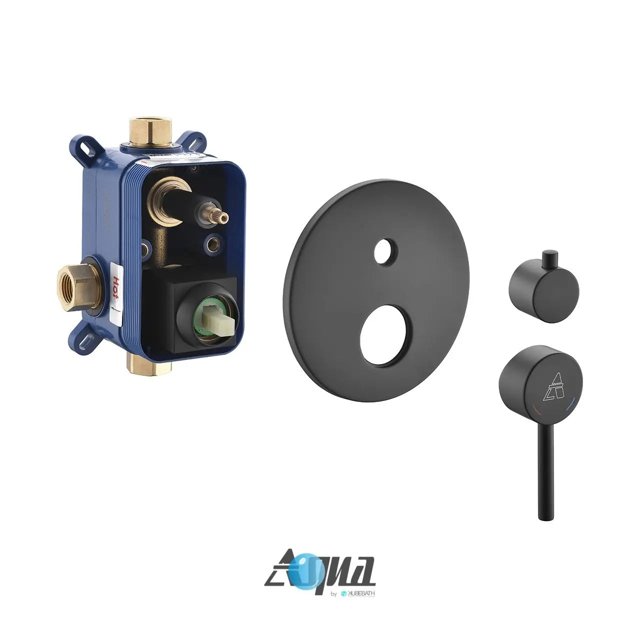 Kube Bath Aqua Rondo by Kubebath 2-way Rough-in Valve With Cover Plate, Handle and Diverter – Black - Plumbing Market