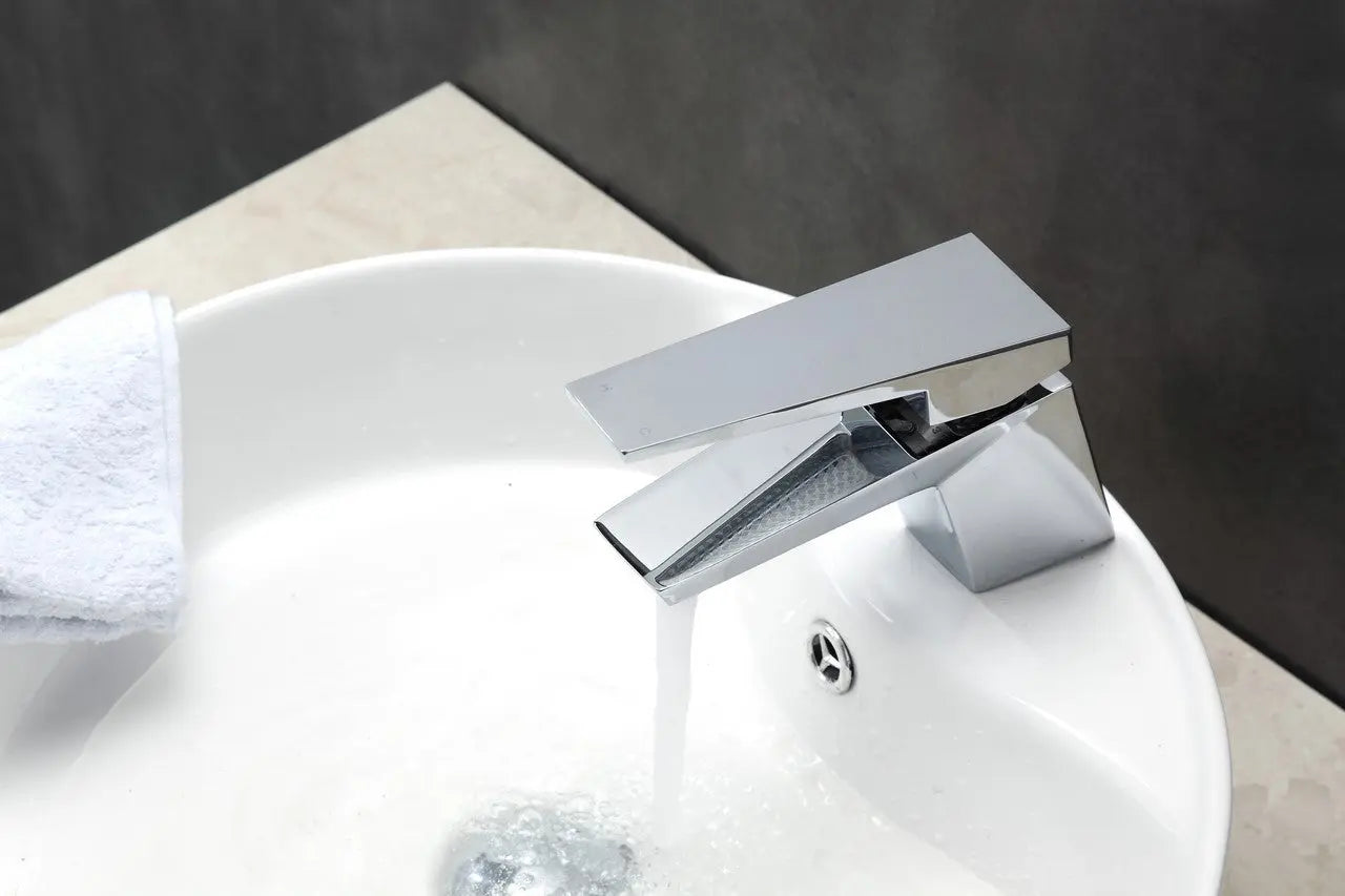 Kube Bath Aqua Siza Single Lever Modern Bathroom Vanity Faucet – Chrome - Plumbing Market