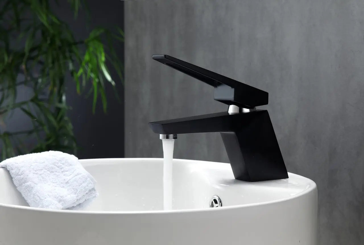Kube Bath Aqua Siza Single Lever Modern Bathroom Vanity Faucet – Matte Black - Plumbing Market