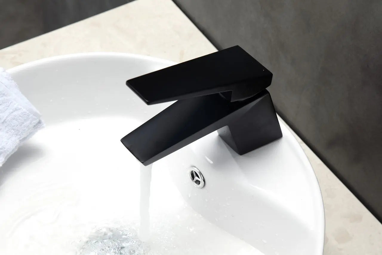 Kube Bath Aqua Siza Single Lever Modern Bathroom Vanity Faucet – Matte Black - Plumbing Market