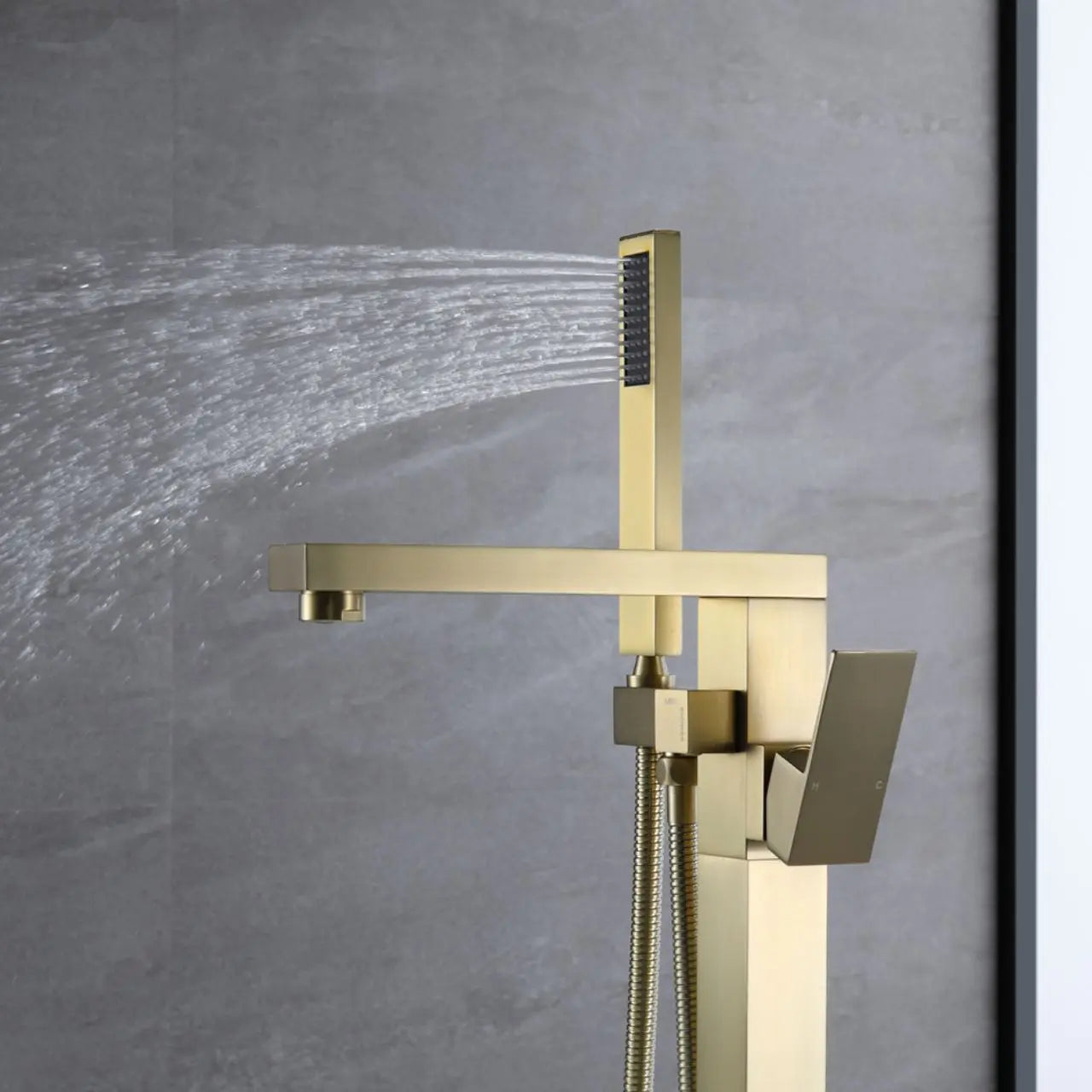 Kube Bath Aqua Squadra Floor Mounted Soaker Tub Faucet