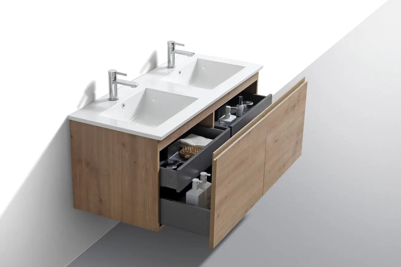 Kube Bath Balli 48 Inch Double Sink Modern Bathroom Vanity Wall Hung - Plumbing Market