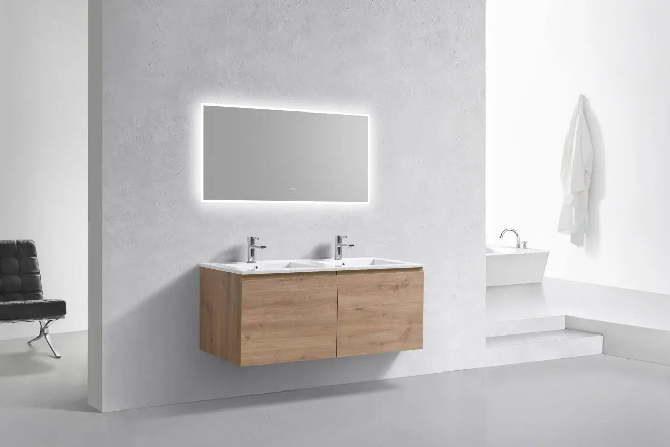 Kube Bath Balli 48 Inch Double Sink Modern Bathroom Vanity Wall Hung - Plumbing Market