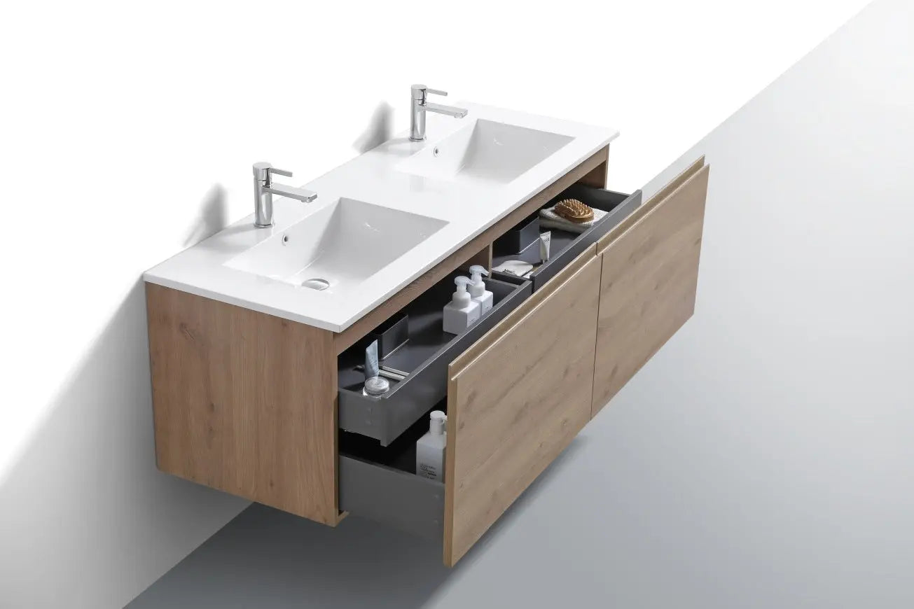 Kube Bath Balli 60 Inch Double Sink Bathroom Vanity Wall Hung - Plumbing Market