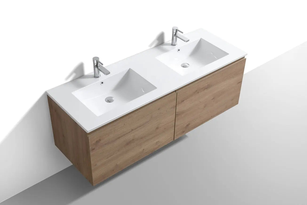 Kube Bath Balli 60 Inch Double Sink Bathroom Vanity Wall Hung - Plumbing Market
