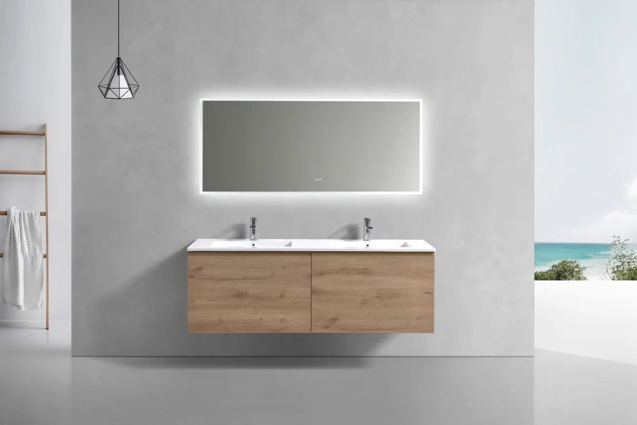 Kube Bath Balli 60 Inch Double Sink Bathroom Vanity Wall Hung - Plumbing Market