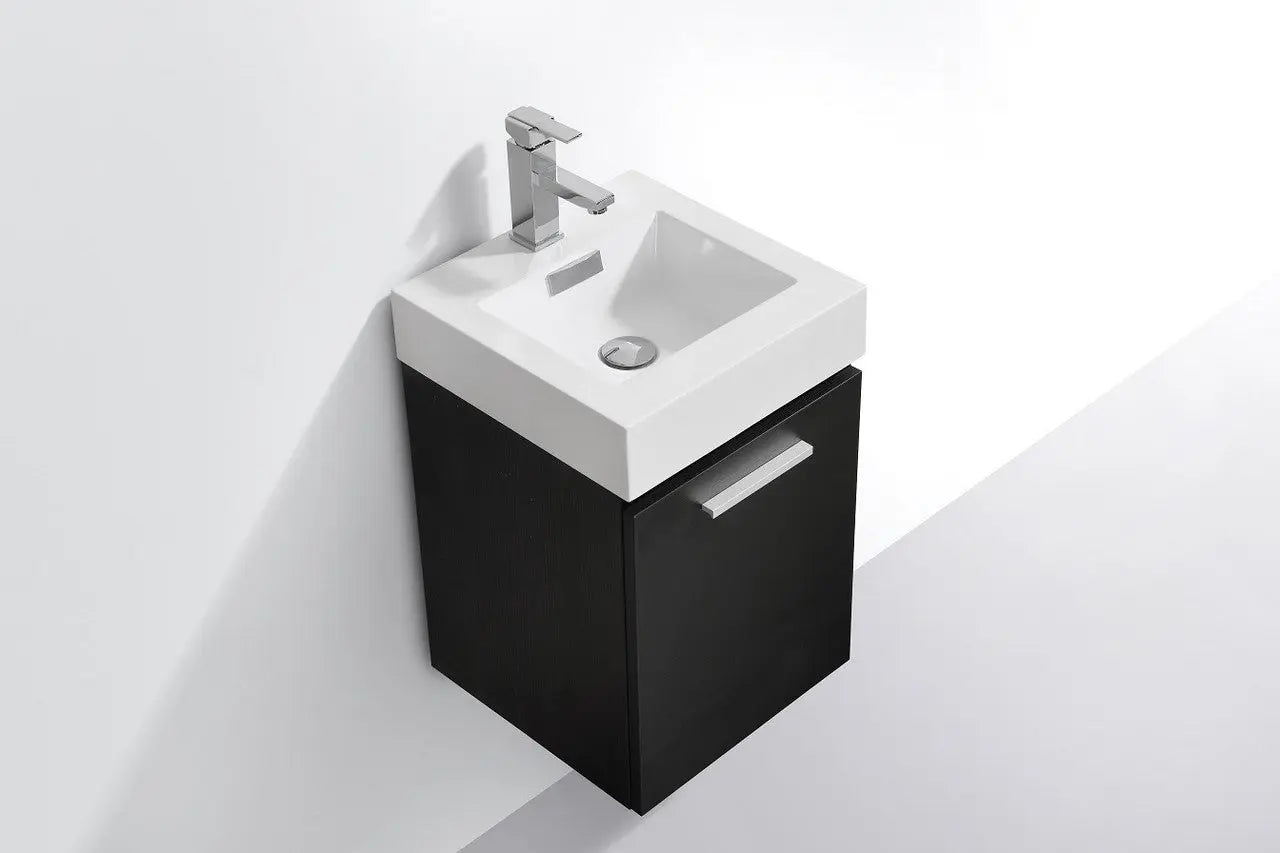 Kube Bath Bliss 16″ Black Wall Mount Modern Bathroom Vanity - Plumbing Market