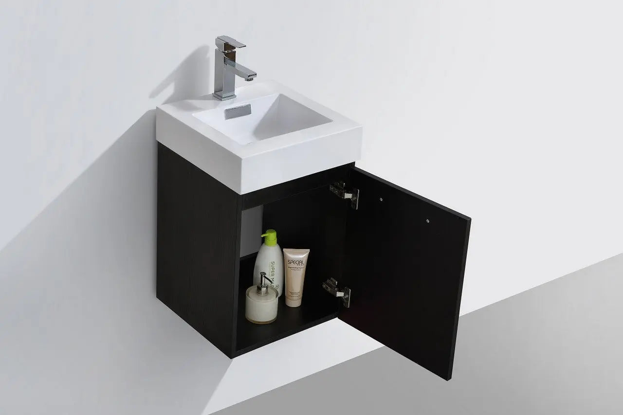 Kube Bath Bliss 16″ Black Wall Mount Modern Bathroom Vanity - Plumbing Market