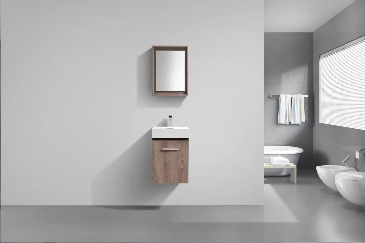 Kube Bath Bliss 16″ Butternut Wall Mount Modern Bathroom Vanity - Plumbing Market