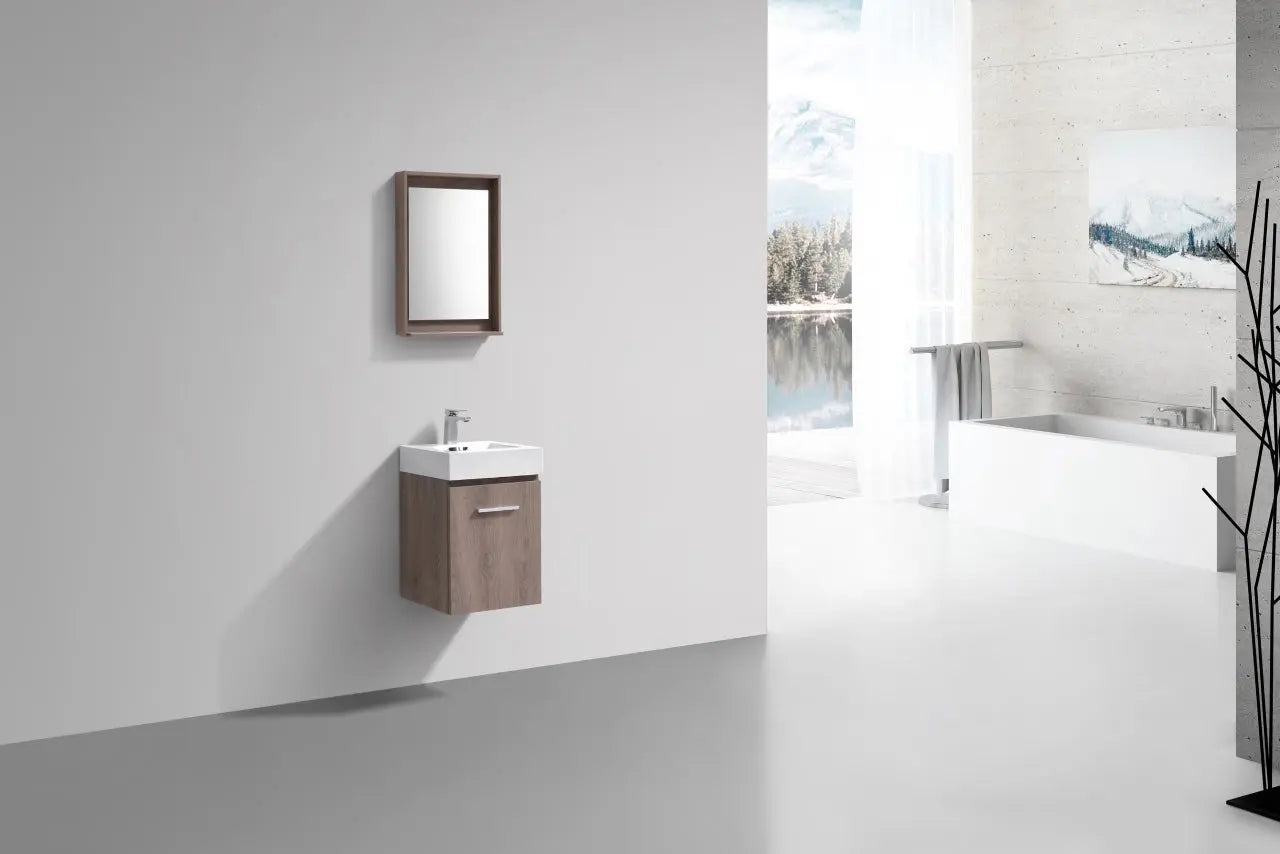 Kube Bath Bliss 16″ Butternut Wall Mount Modern Bathroom Vanity - Plumbing Market