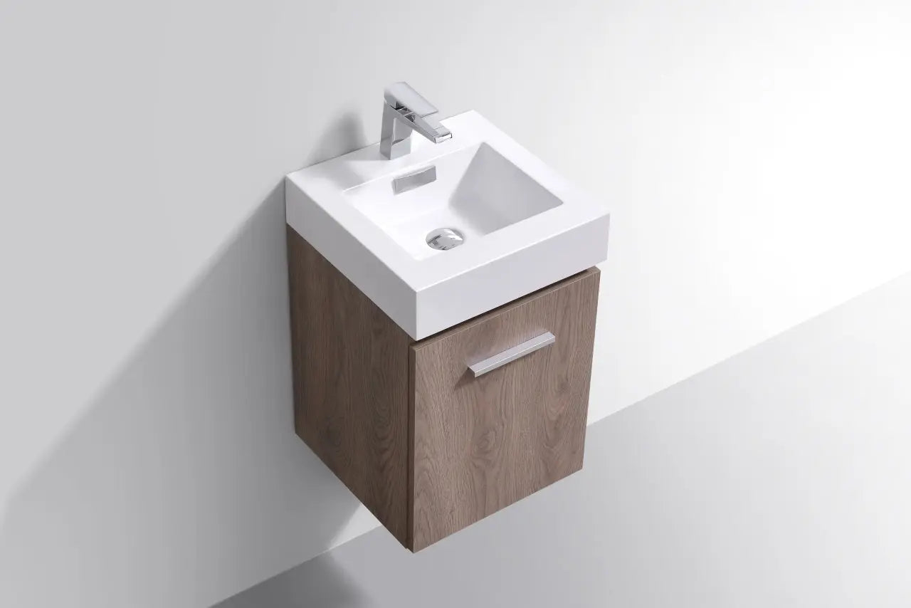 Kube Bath Bliss 16″ Butternut Wall Mount Modern Bathroom Vanity - Plumbing Market