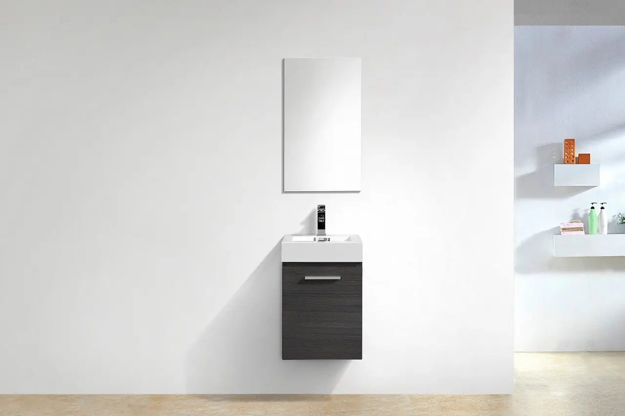 Kube Bath Bliss 16″ Gray Oak Wall Mount Modern Bathroom Vanity - Plumbing Market