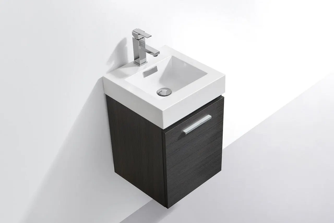 Kube Bath Bliss 16″ Gray Oak Wall Mount Modern Bathroom Vanity - Plumbing Market