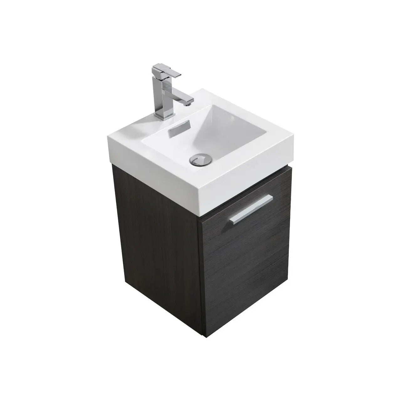 Kube Bath Bliss 16″ High Gloss Gray Oak Wall Mount Modern Bathroom Vanity - Plumbing Market