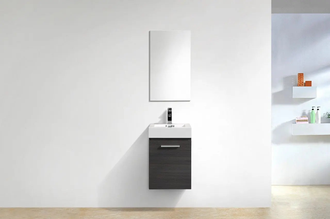 Kube Bath Bliss 16″ High Gloss Gray Oak Wall Mount Modern Bathroom Vanity - Plumbing Market