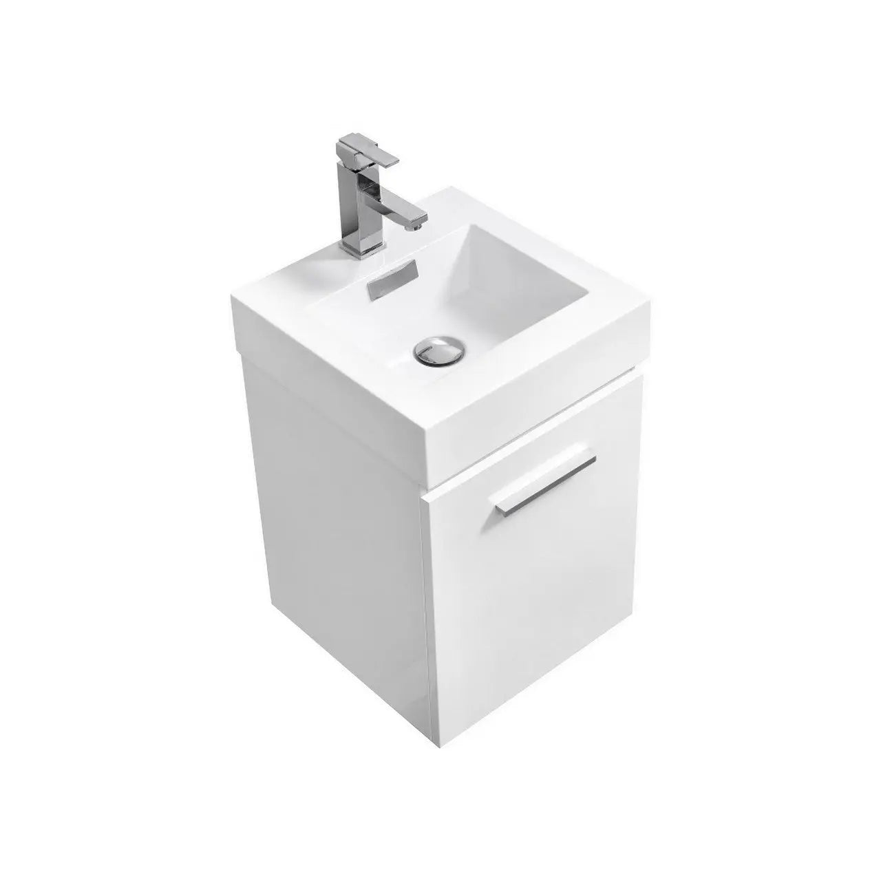 Kube Bath Bliss 16″ High Gloss White Wall Mount Modern Bathroom Vanity - Plumbing Market