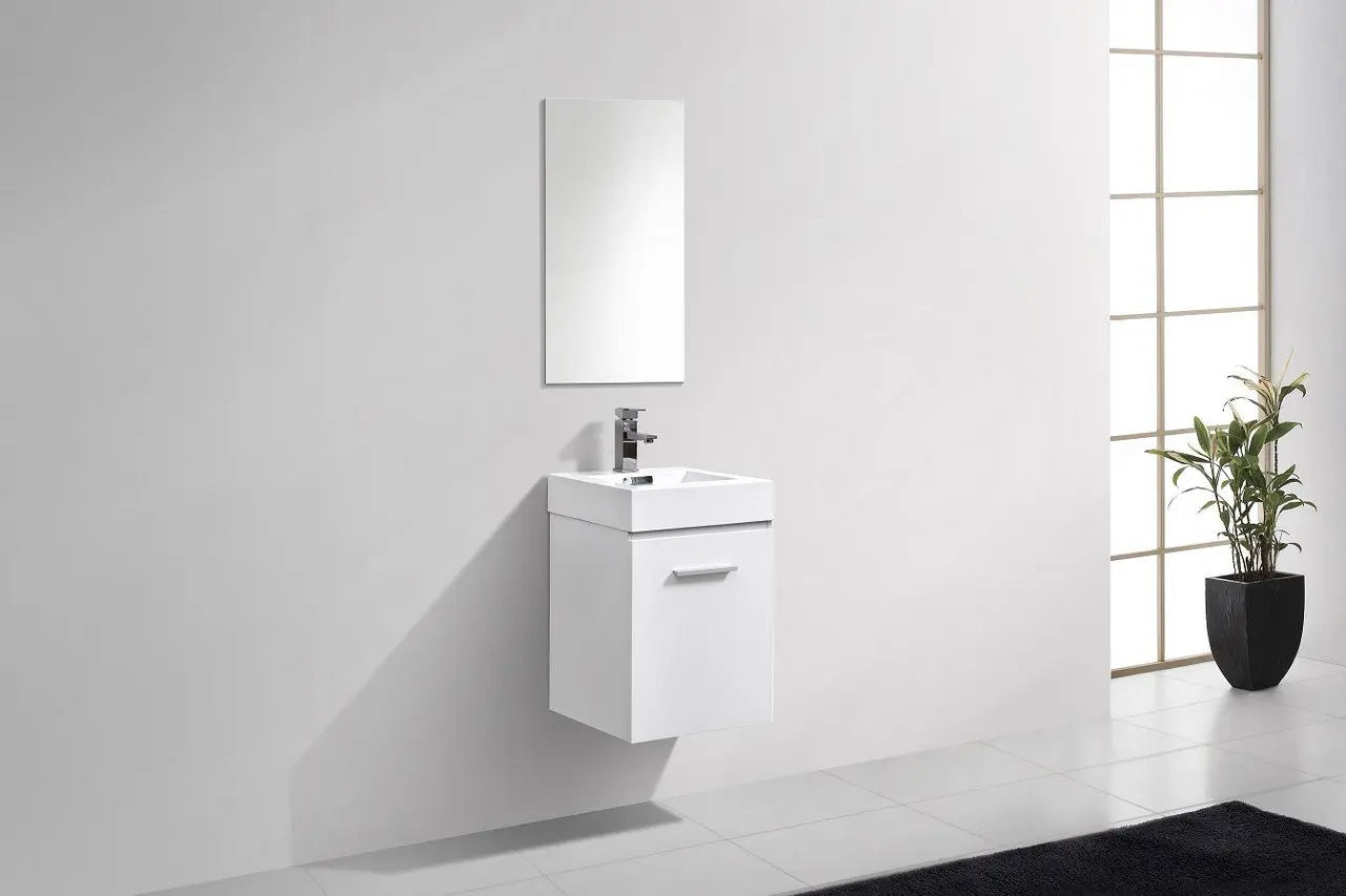 Kube Bath Bliss 16″ High Gloss White Wall Mount Modern Bathroom Vanity - Plumbing Market