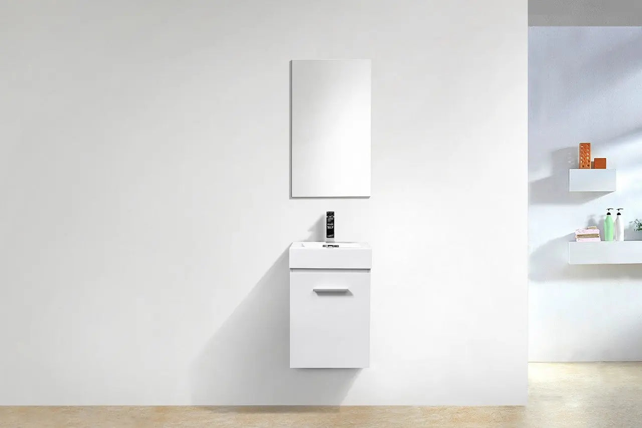 Kube Bath Bliss 16″ High Gloss White Wall Mount Modern Bathroom Vanity - Plumbing Market