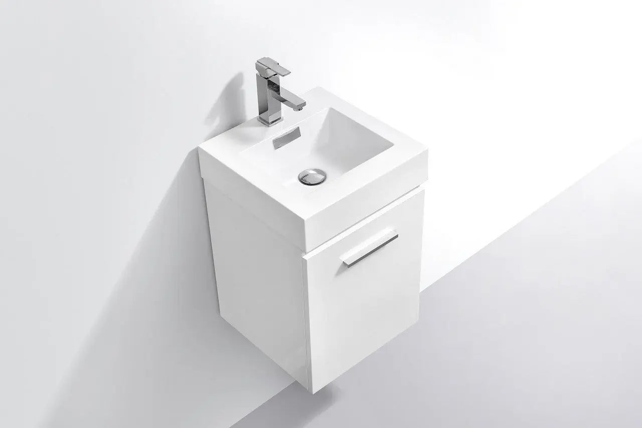 Kube Bath Bliss 16″ High Gloss White Wall Mount Modern Bathroom Vanity - Plumbing Market