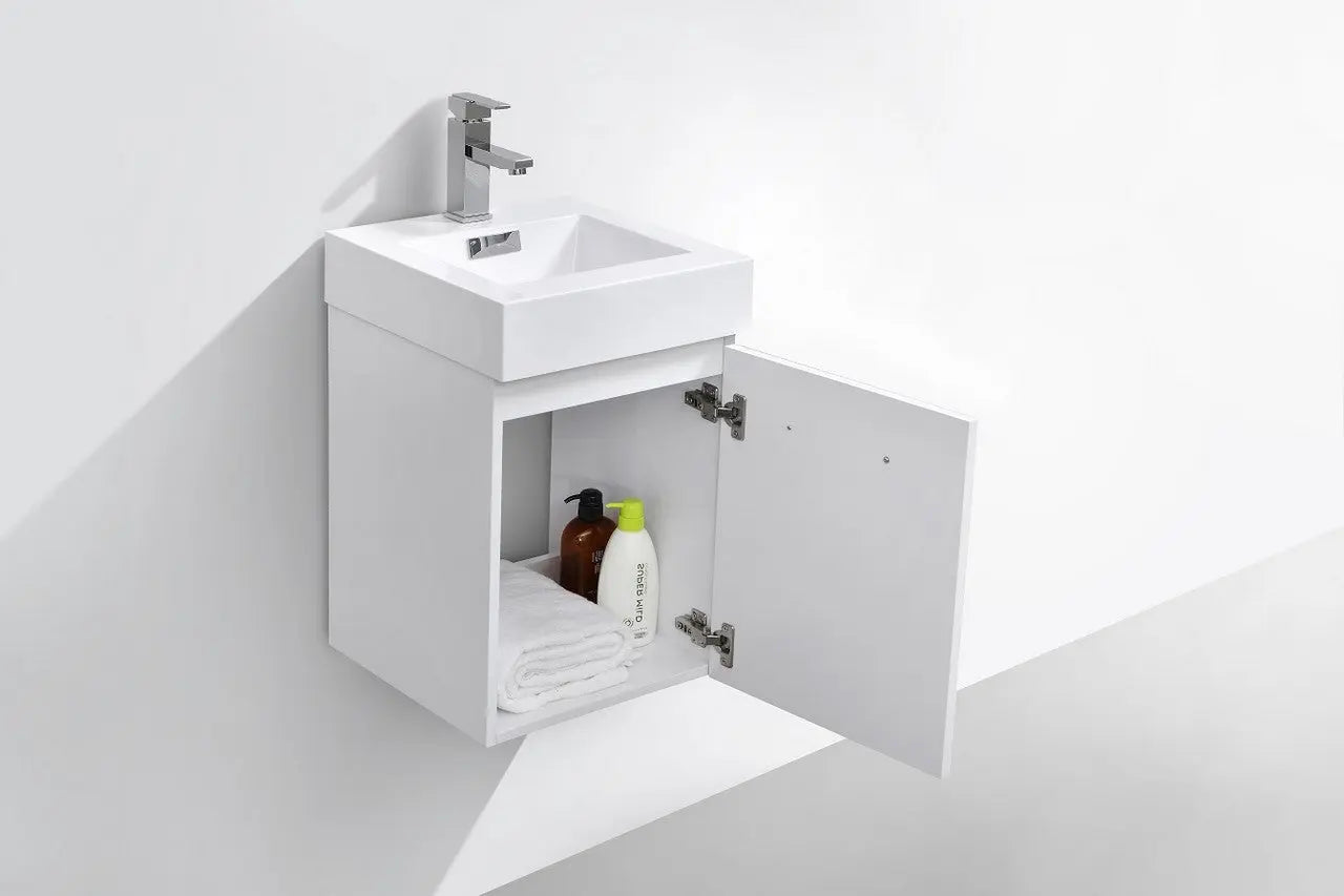 Kube Bath Bliss 16″ High Gloss White Wall Mount Modern Bathroom Vanity - Plumbing Market
