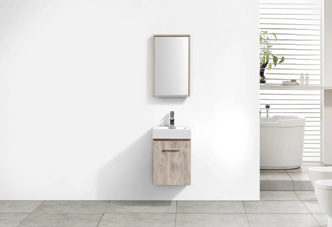 Kube Bath Bliss 16″ Nature Wood Wall Mount Modern Bathroom Vanity - Plumbing Market
