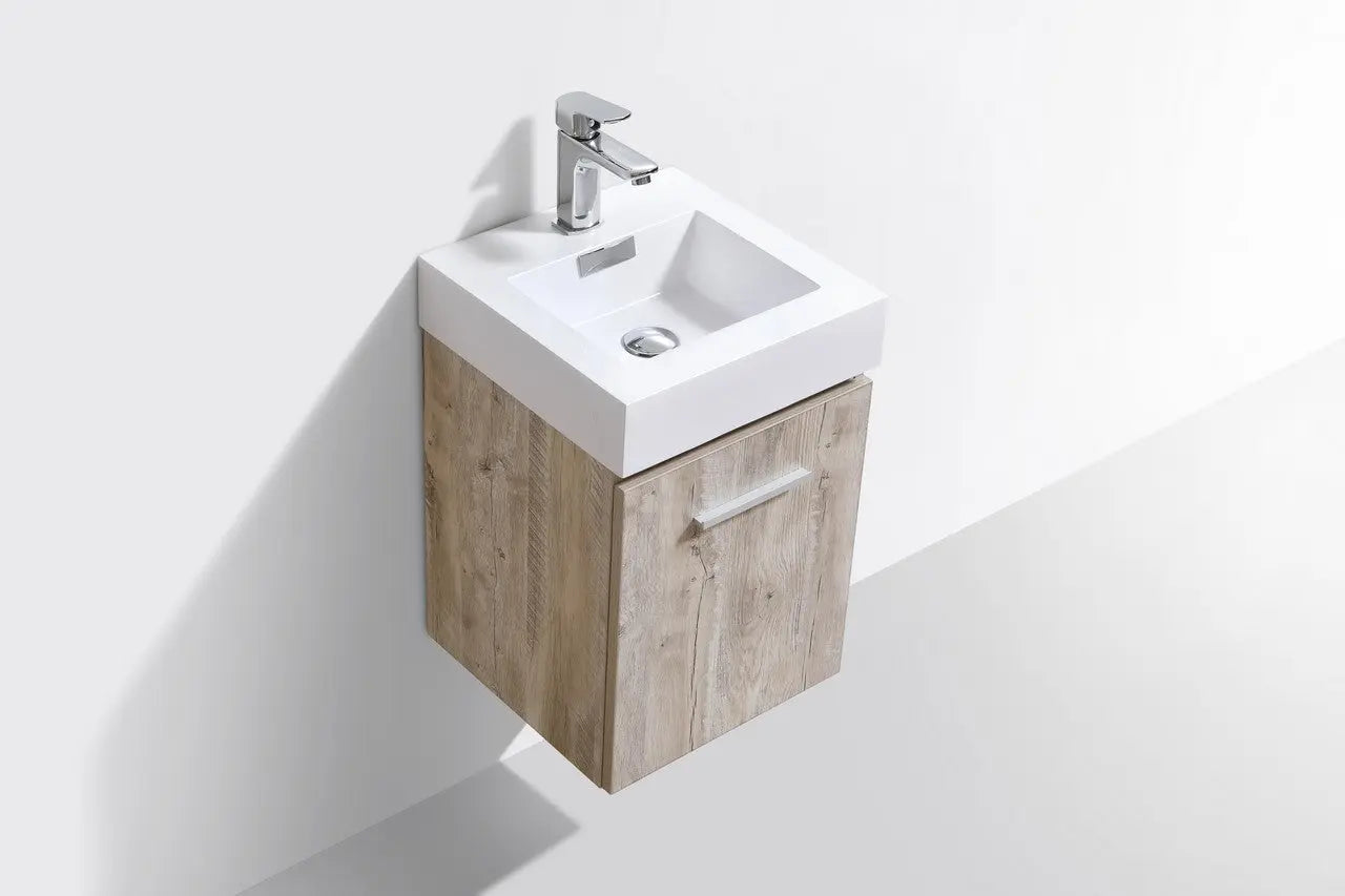 Kube Bath Bliss 16″ Nature Wood Wall Mount Modern Bathroom Vanity - Plumbing Market