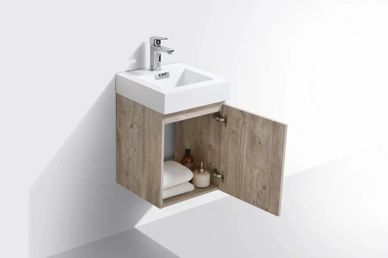 Kube Bath Bliss 16″ Nature Wood Wall Mount Modern Bathroom Vanity - Plumbing Market