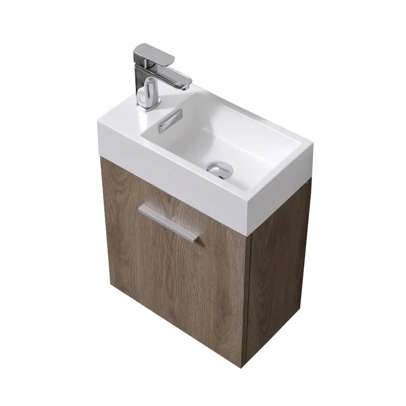 Kube Bath Bliss 18″ Butternut Wall Mount Modern Bathroom Vanity - Plumbing Market