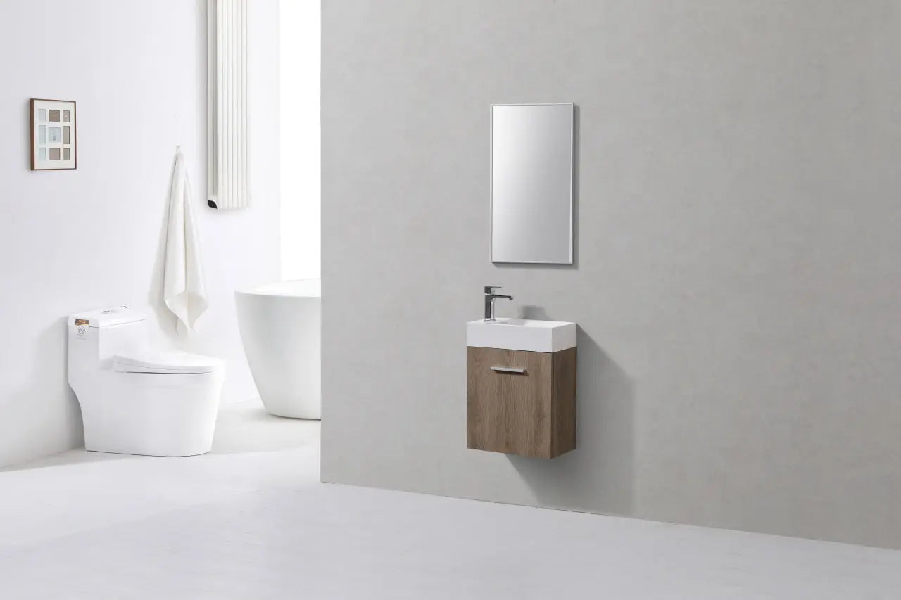 Kube Bath Bliss 18″ Butternut Wall Mount Modern Bathroom Vanity - Plumbing Market