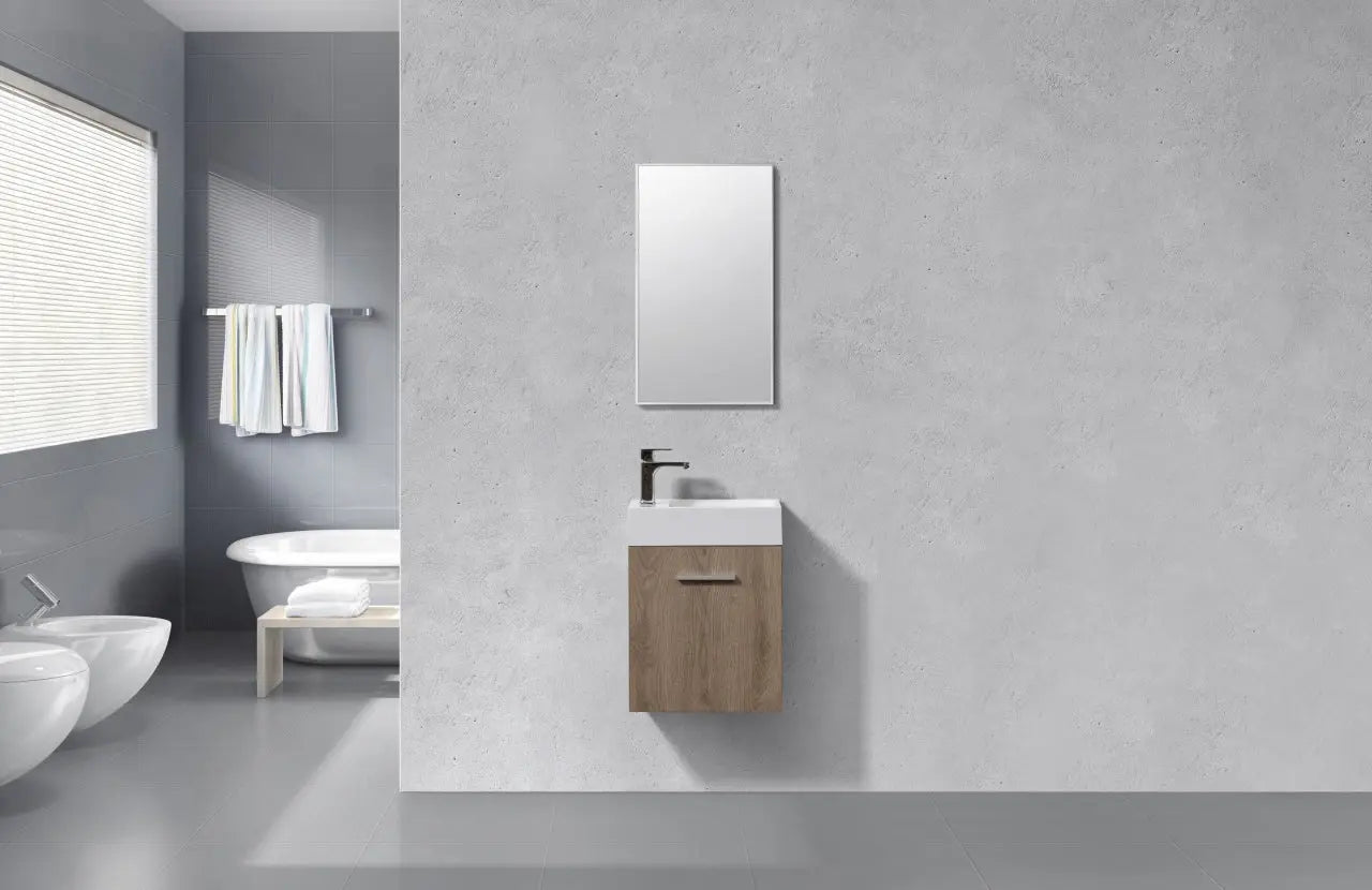 Kube Bath Bliss 18″ Butternut Wall Mount Modern Bathroom Vanity - Plumbing Market